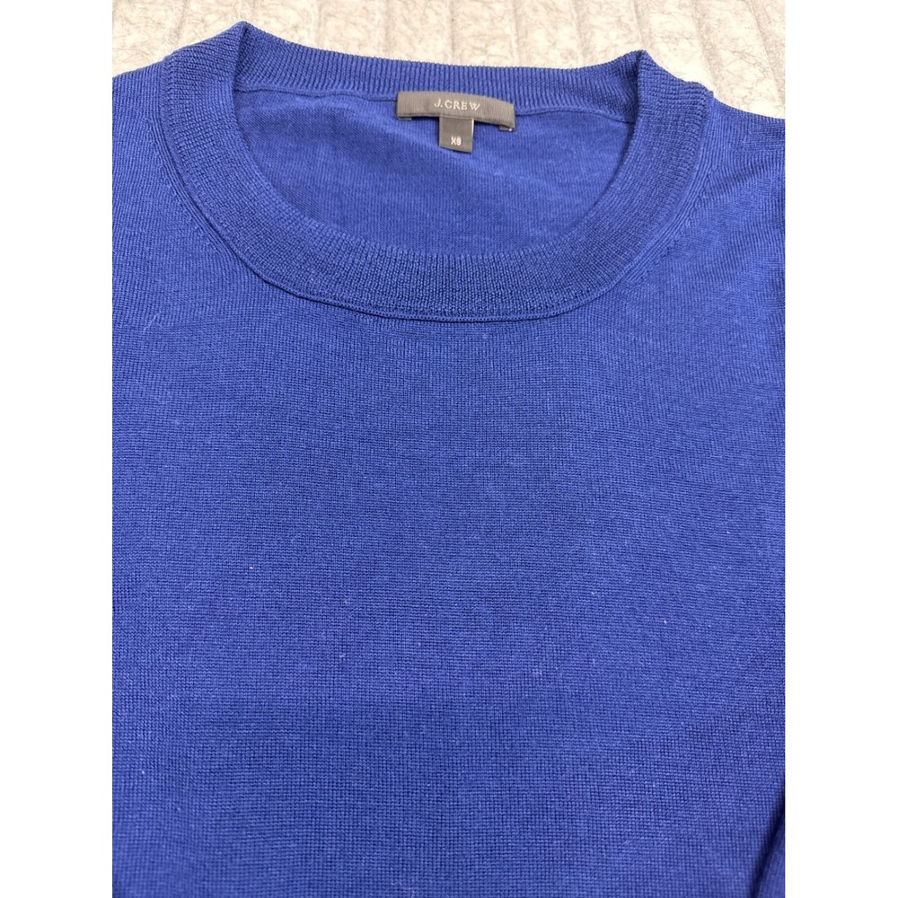 J.Crew‎ Womens 100% Merino Wool Crewneck Sweater Cobalt Blue 46725 XS 3/4 Sleeve